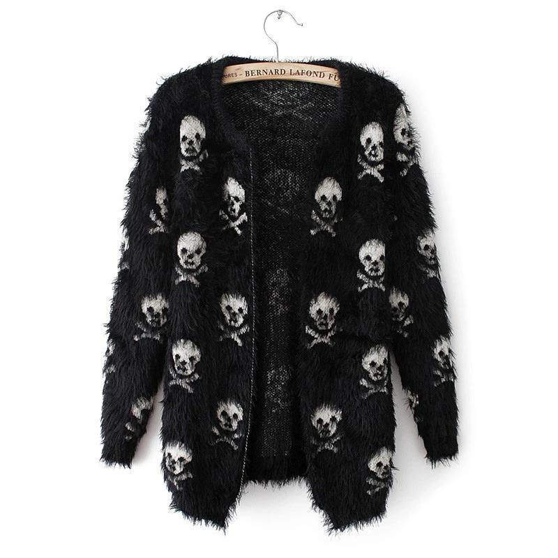 Women’s Skull Cardigan in Casual Knitwear Style | Long Ladies Cardigan
