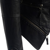 Women’s Gothic Leather Jacket | Black Fitted Zip Up Stylish Winter Coat for Ladies