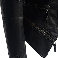 Women’s Gothic Leather Jacket | Black Fitted Zip Up Stylish Winter Coat for Ladies