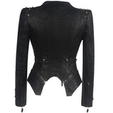 Women’s Gothic Leather Jacket | Black Fitted Zip Up Stylish Winter Coat for Ladies