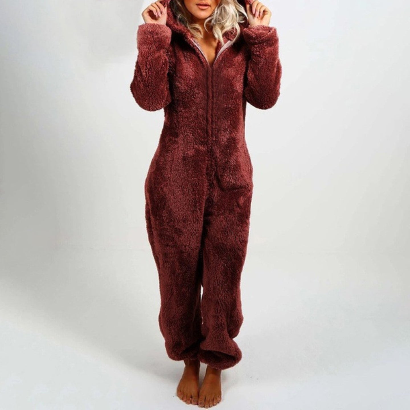 Cozy Lounge Jumpsuit | Zip-Up Onesie | Relaxed Loungewear for Women