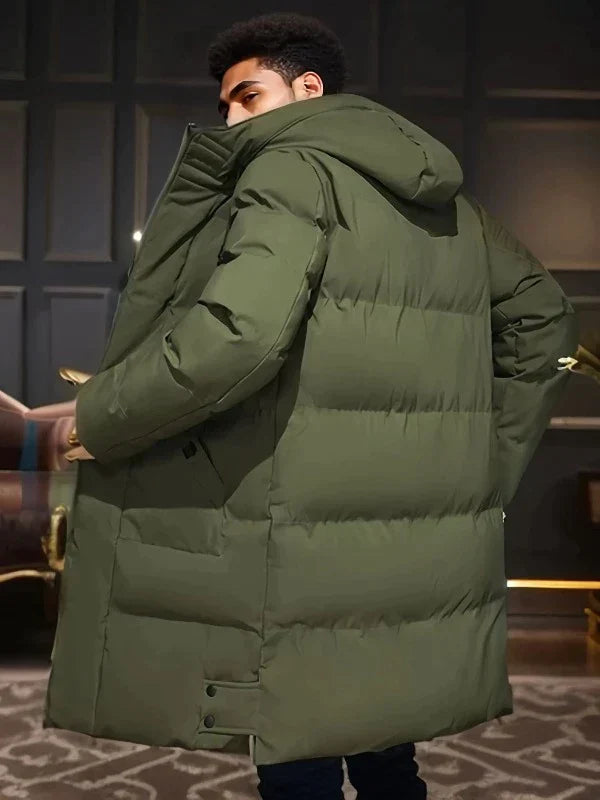 Men’s Long Puffer Jacket in Classic Winter Style | Warm Quilted Winter Coat