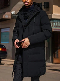 Men’s Long Puffer Jacket in Classic Winter Style | Warm Quilted Winter Coat