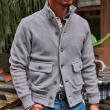 Men’s Stand Collar Turtleneck Jacket | Single-Breasted Smart Casual Coat