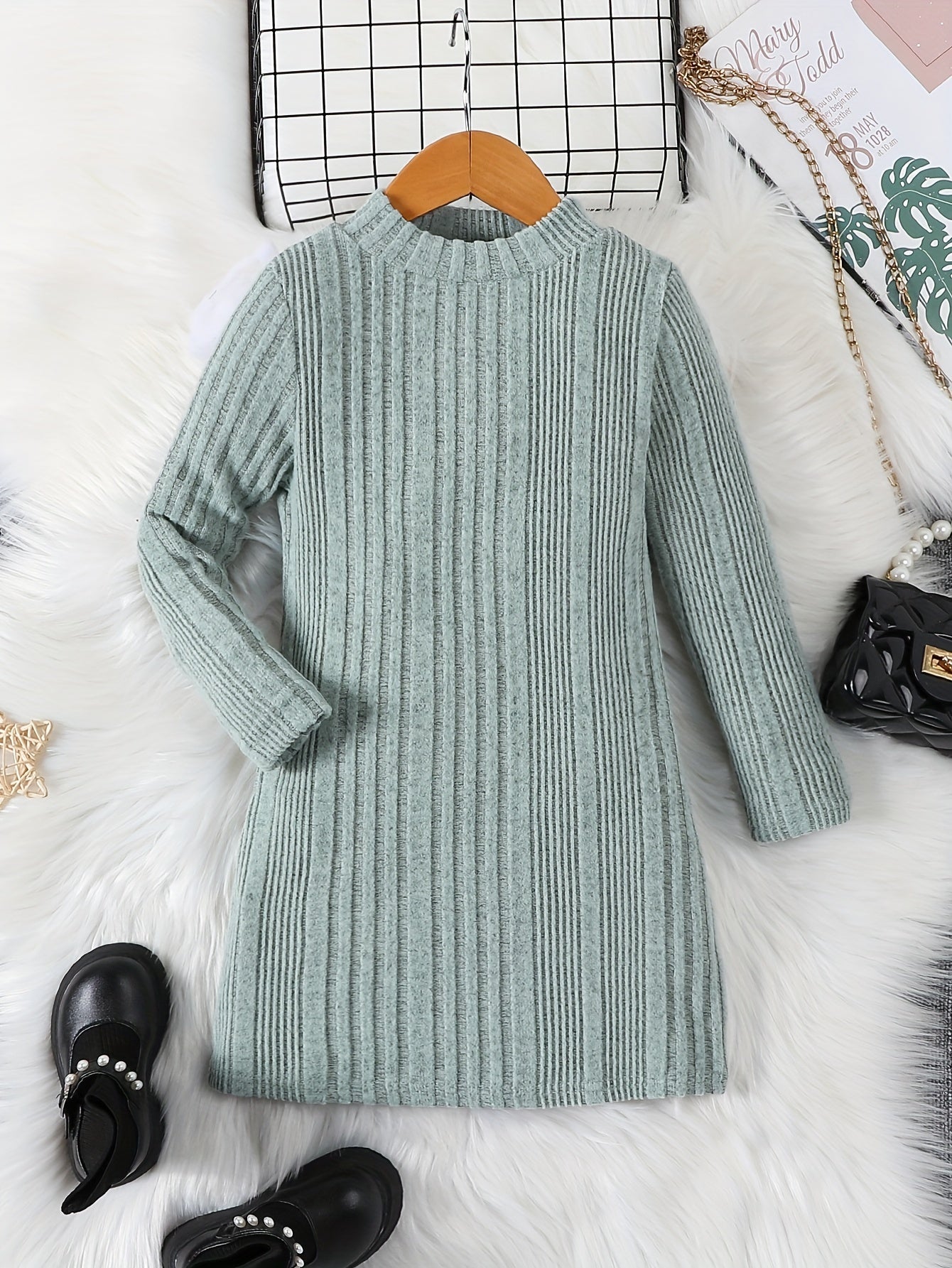 Girls’ Long Knit Sweater in Casual Winter Style | Warm Kids’ Jumper