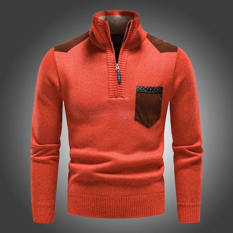 Men’s Zip Up Sweater in Thermal Winter Style | Warm Quarter Zip Jumper