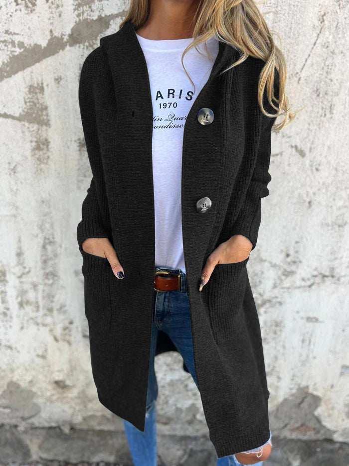 Women’s Long Knitted Cardigan with Hood | Warm Layer | Casual Chic | Timeless Style