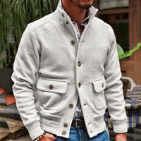 Men’s Stand Collar Turtleneck Jacket | Single-Breasted Smart Casual Coat