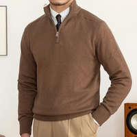 Men's Half Zip Jumper | High Collar Knit | Slim Fit Sweater | Autumn Layer