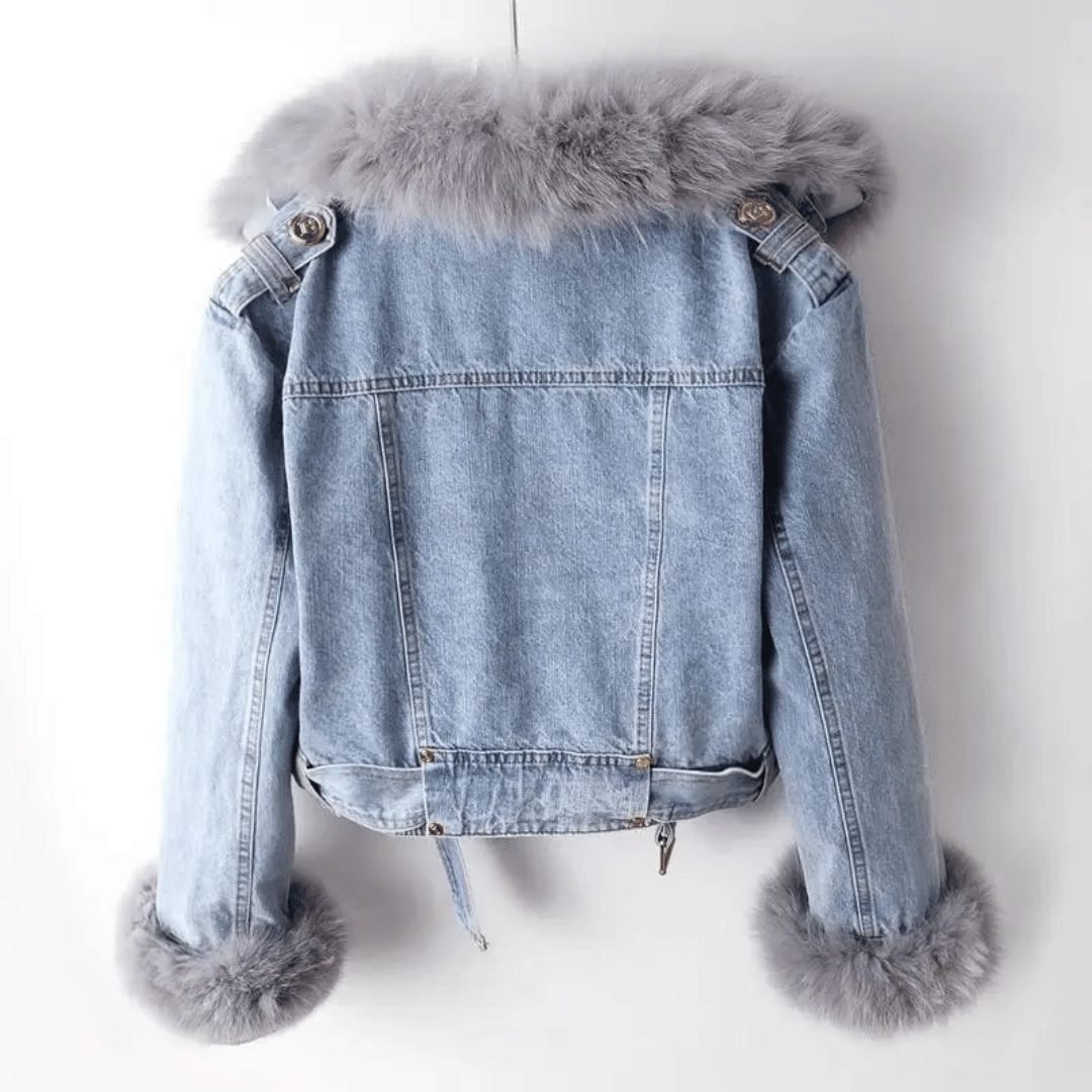 Denim Winter Jacket | Faux Fur Trim | Warm Lining | Short Fit