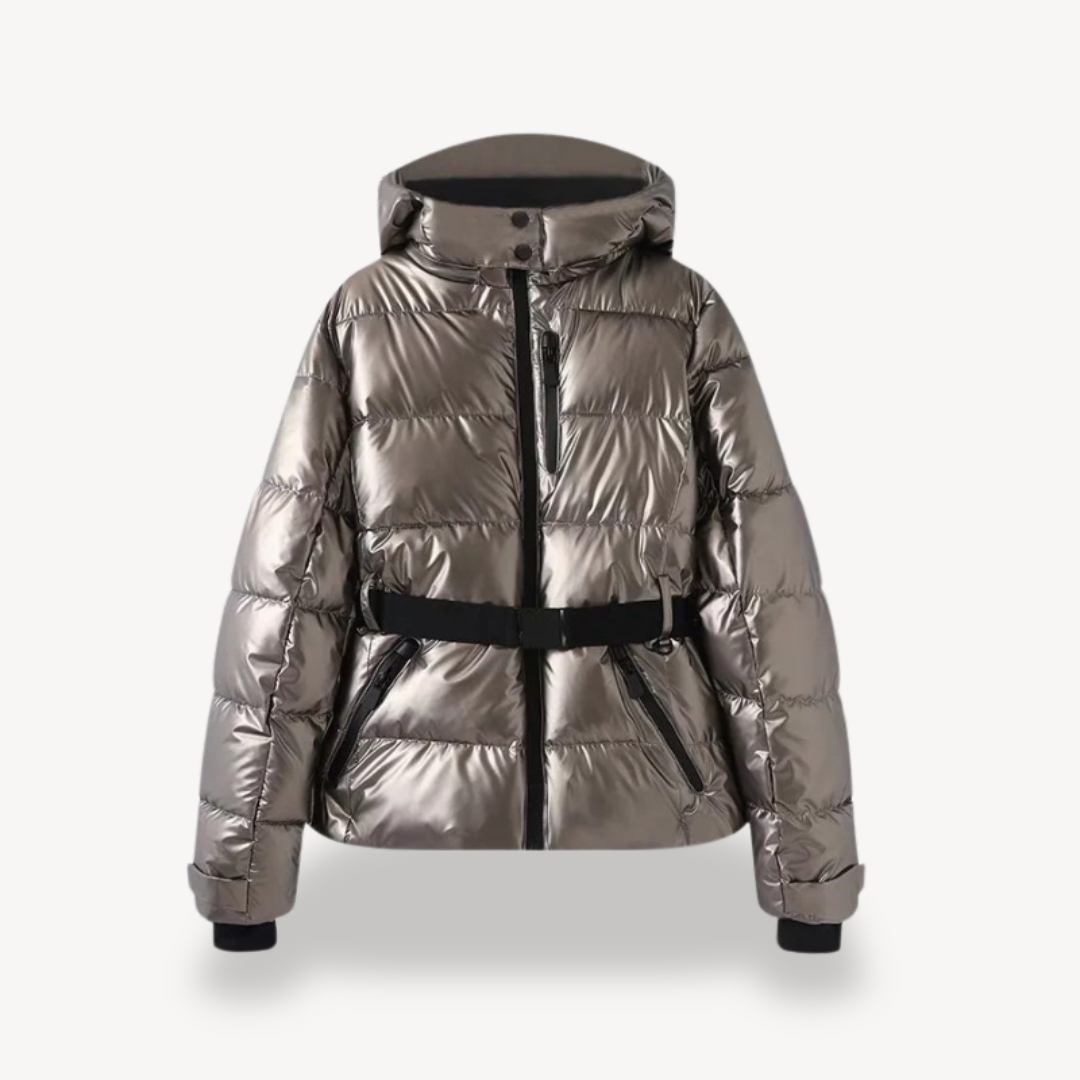 Women’s Puffer Jacket | Belted Hooded Coat | Water-Resistant Winter Outerwear | Insulated Warmth