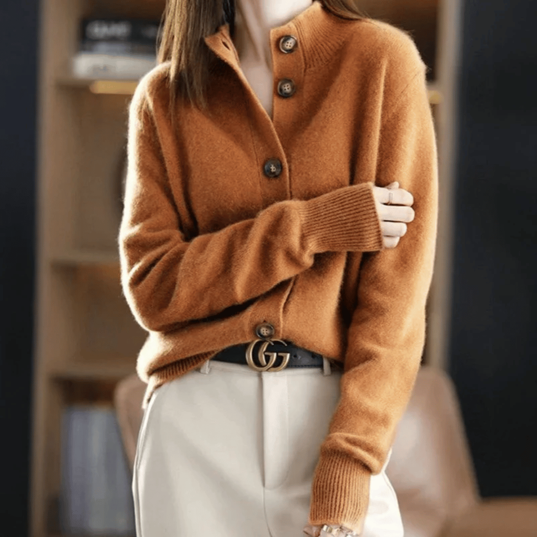Button-Up Cardigan | Half-High Neck | Soft Warm Layer | Autumn Knitwear