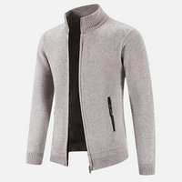 Men’s Zip-Up Knit Jacket | Ribbed Cuffs | Warm Autumn Layer | Smart Casual Knitwear
