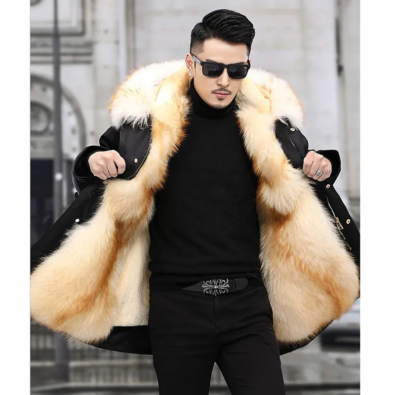 Men’s Long Winter Coat with Fleece Collar | Warm Waterproof Jacket