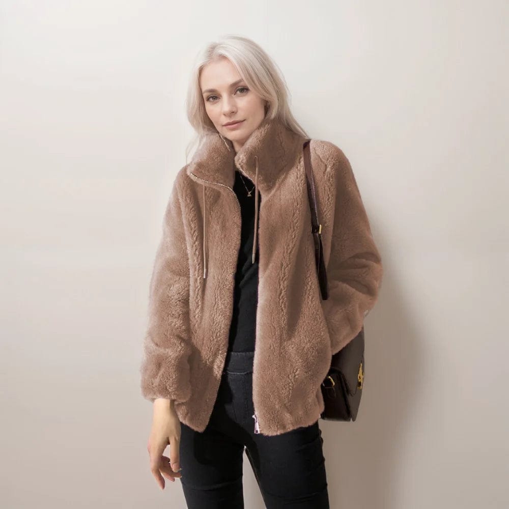 Women’s Fleece Winter Jacket with High Collar | Warm Everyday Coat