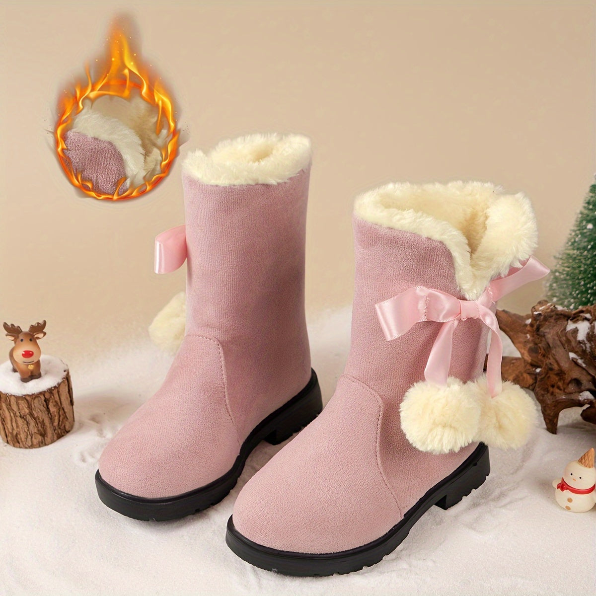 Women’s Winter Boots with Fleece Lining and Bow Detail | Warm Ladies Snow Boots
