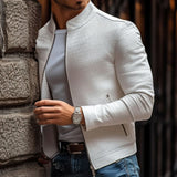 Men’s Stone Pattern Leather Jacket in Slim Fit | Modern Smart Casual Coat