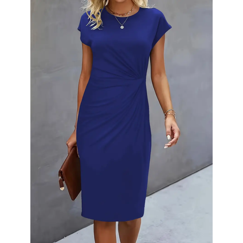 Women’s Formal Midi Dress with Short Sleeves | Elegant Work & Occasion Dress