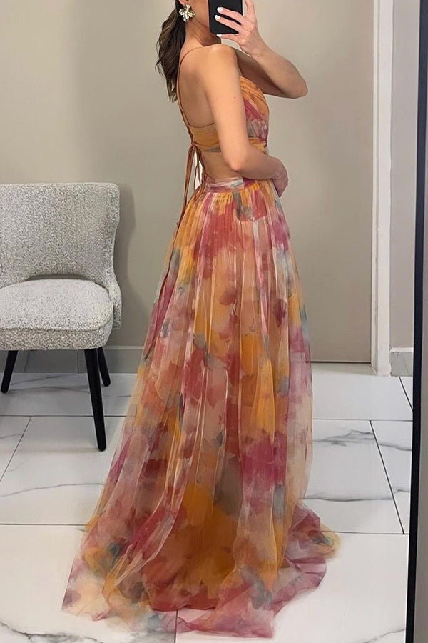 Women’s Elegant V-Neck Maxi Dress with Flowing Silhouette | Wedding Guest & Evening Dress