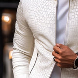 Men’s Stone Pattern Leather Jacket in Slim Fit | Modern Smart Casual Coat
