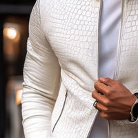 Men’s Stone Pattern Leather Jacket in Slim Fit | Modern Smart Casual Coat