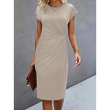 Women’s Formal Midi Dress with Short Sleeves | Elegant Work & Occasion Dress