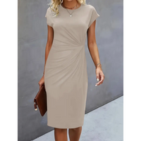 Women’s Formal Midi Dress with Short Sleeves | Elegant Work & Occasion Dress