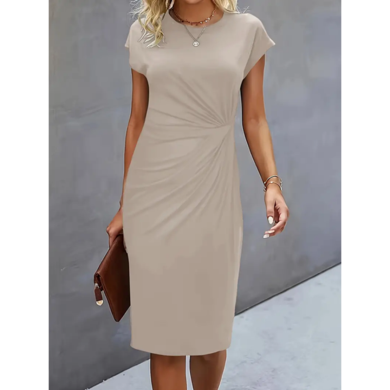 Women’s Formal Midi Dress with Short Sleeves | Elegant Work & Occasion Dress