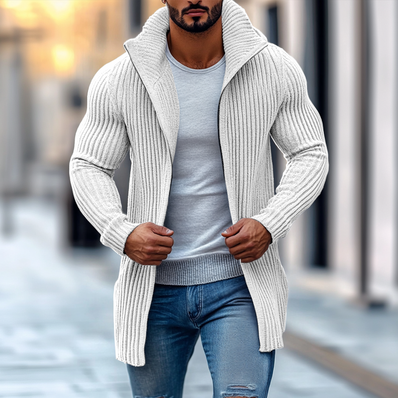 Men’s Knit Vest Cardigan with Stand Collar | Mid-Length Smart Casual Layer