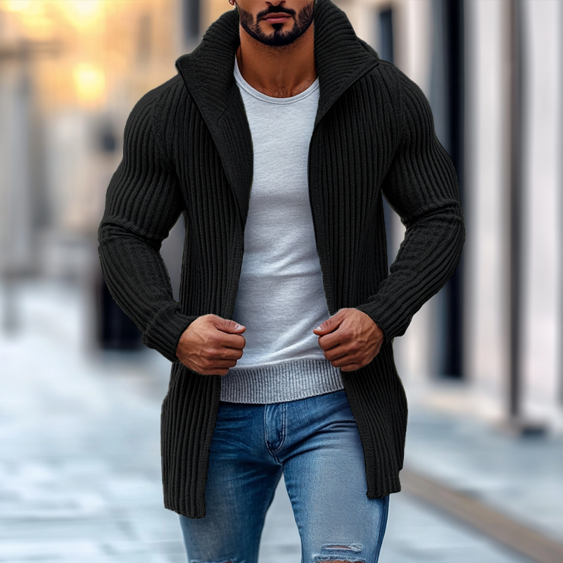 Men’s Knit Vest Cardigan with Stand Collar | Mid-Length Smart Casual Layer