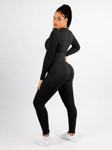 Shapewear | Deep V Jumpsuit | Ribbed Texture