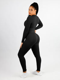 Shapewear | Deep V Jumpsuit | Ribbed Texture