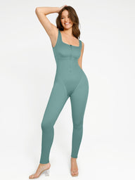 Wholesale Fashion Zipper Front Slit Sports Sauna Jumpsuit