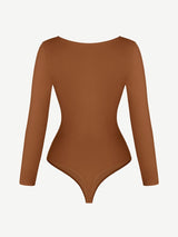 Wholesale V-Neck Long Sleeve Thong Waist Control Bodysuit