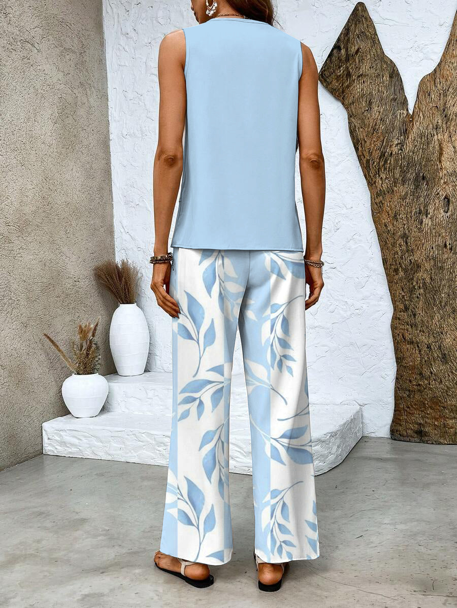 Sleeveless Two-Piece Set | Straight Leg Trousers | Chic Look