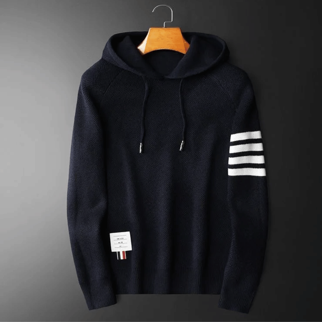 Men’s Graphic Hoodie with Striped Detail | Modern Lightweight Sweater