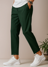 Men’s Slim-Fit Chino Trousers | Cropped Length | Adjustable Drawstring Waist | Lightweight Casual Pants