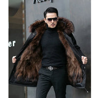Men’s Long Winter Coat with Fleece Collar | Warm Waterproof Jacket