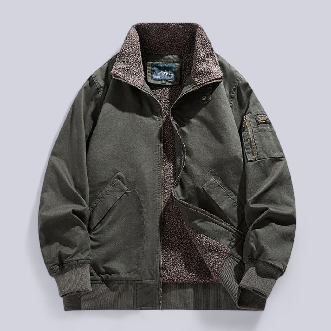 Men’s Wool Lined Winter Jacket with Zipper Closure | Warm Rugged Outdoor Coat