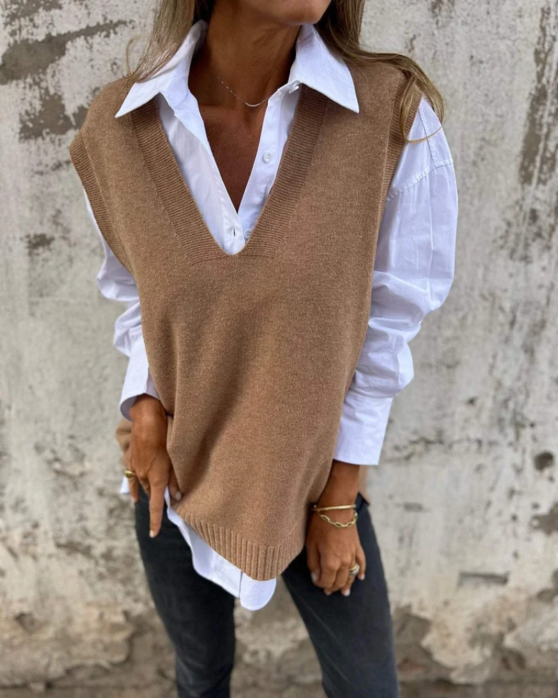 Women’s Knit Vest in Classic V-Neck Style | Versatile Ladies Sweater Top