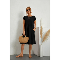 Women’s Elegant Summer Midi Dress with Short Sleeves | Wedding Guest & Party Dress