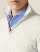 Men’s Cable Knit Jumper | Quarter Zip Sweater | Funnel Neck | Warm Winter Layer