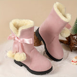 Women’s Winter Boots with Fleece Lining and Bow Detail | Warm Ladies Snow Boots