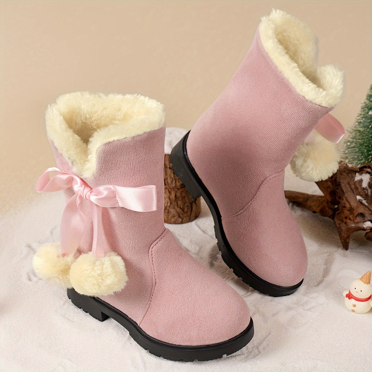 Women’s Winter Boots with Fleece Lining and Bow Detail | Warm Ladies Snow Boots
