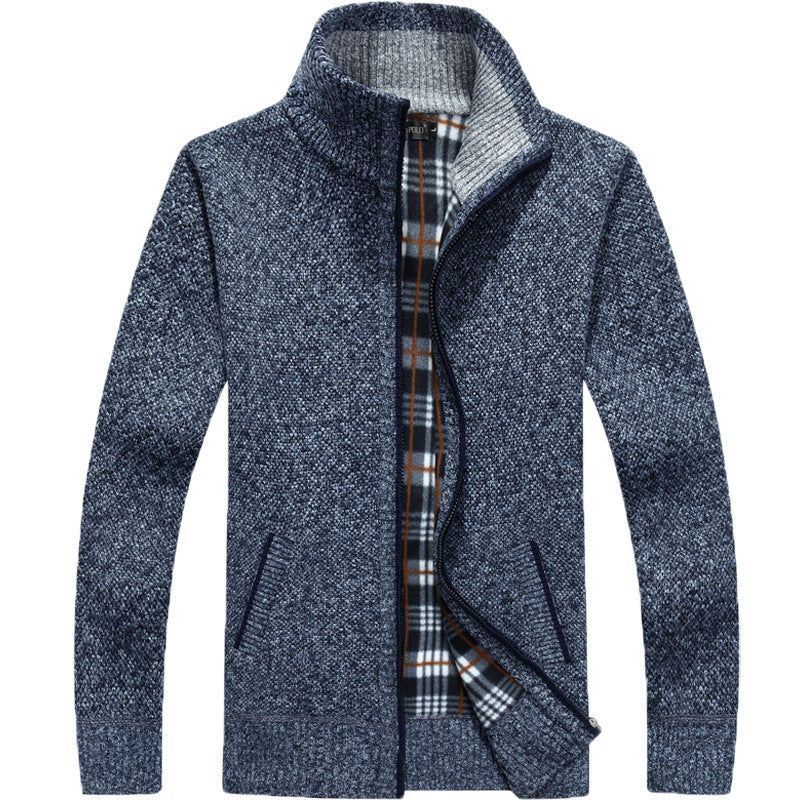 Men’s Fleece Zip-Up Jacket with Checked Lining | Warm Winter Coat