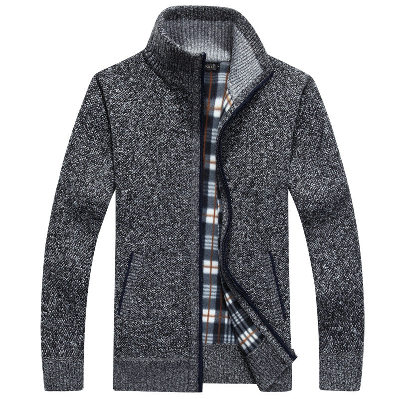 Men’s Fleece Zip-Up Jacket with Checked Lining | Warm Winter Coat