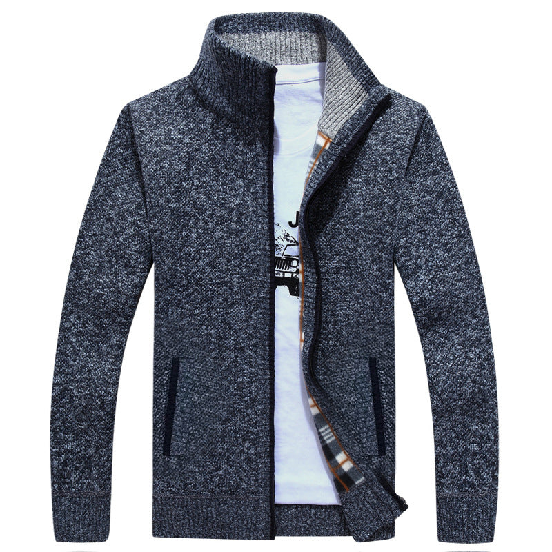 Men’s Fleece Zip-Up Jacket with Checked Lining | Warm Winter Coat