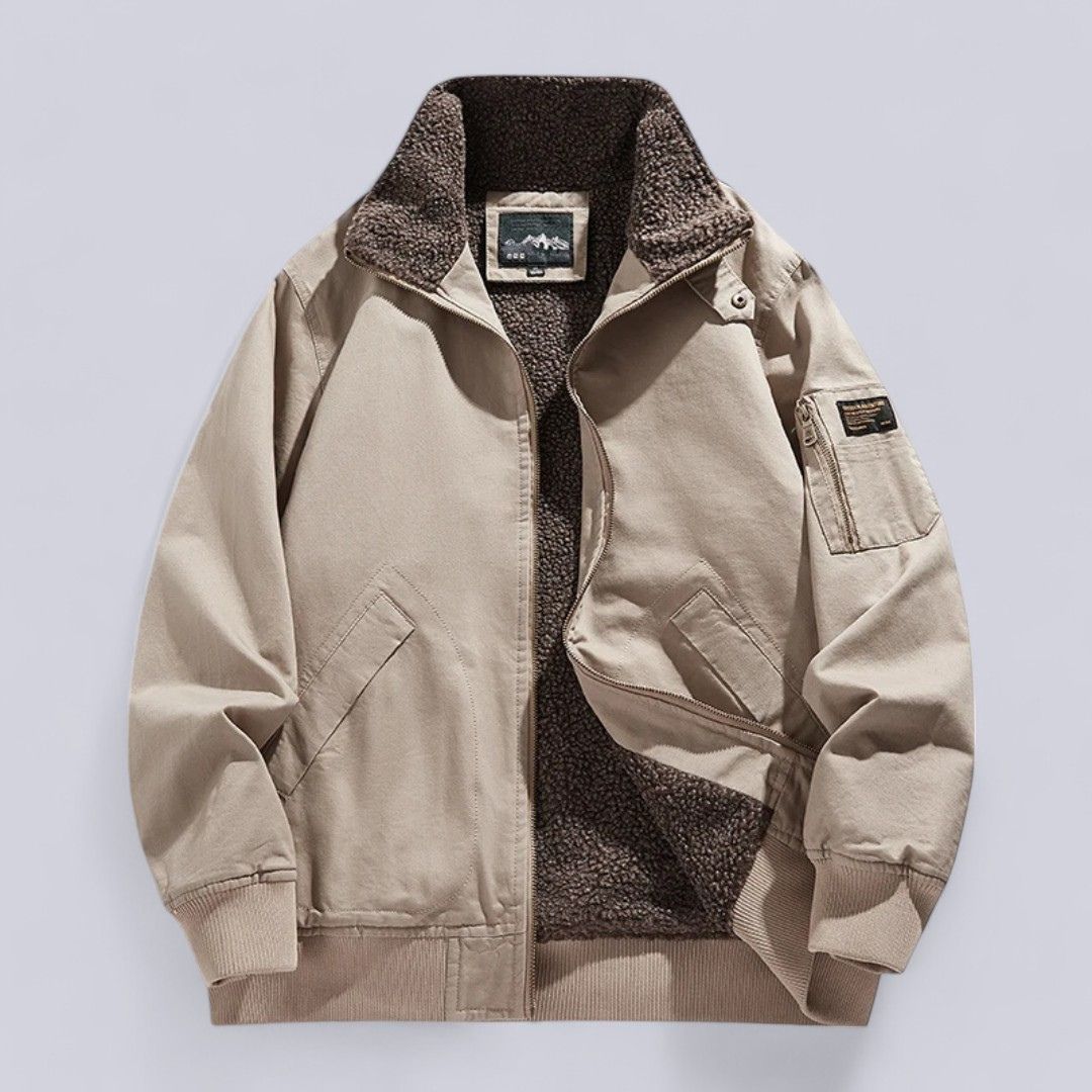 Men’s Wool Lined Winter Jacket with Zipper Closure | Warm Rugged Outdoor Coat