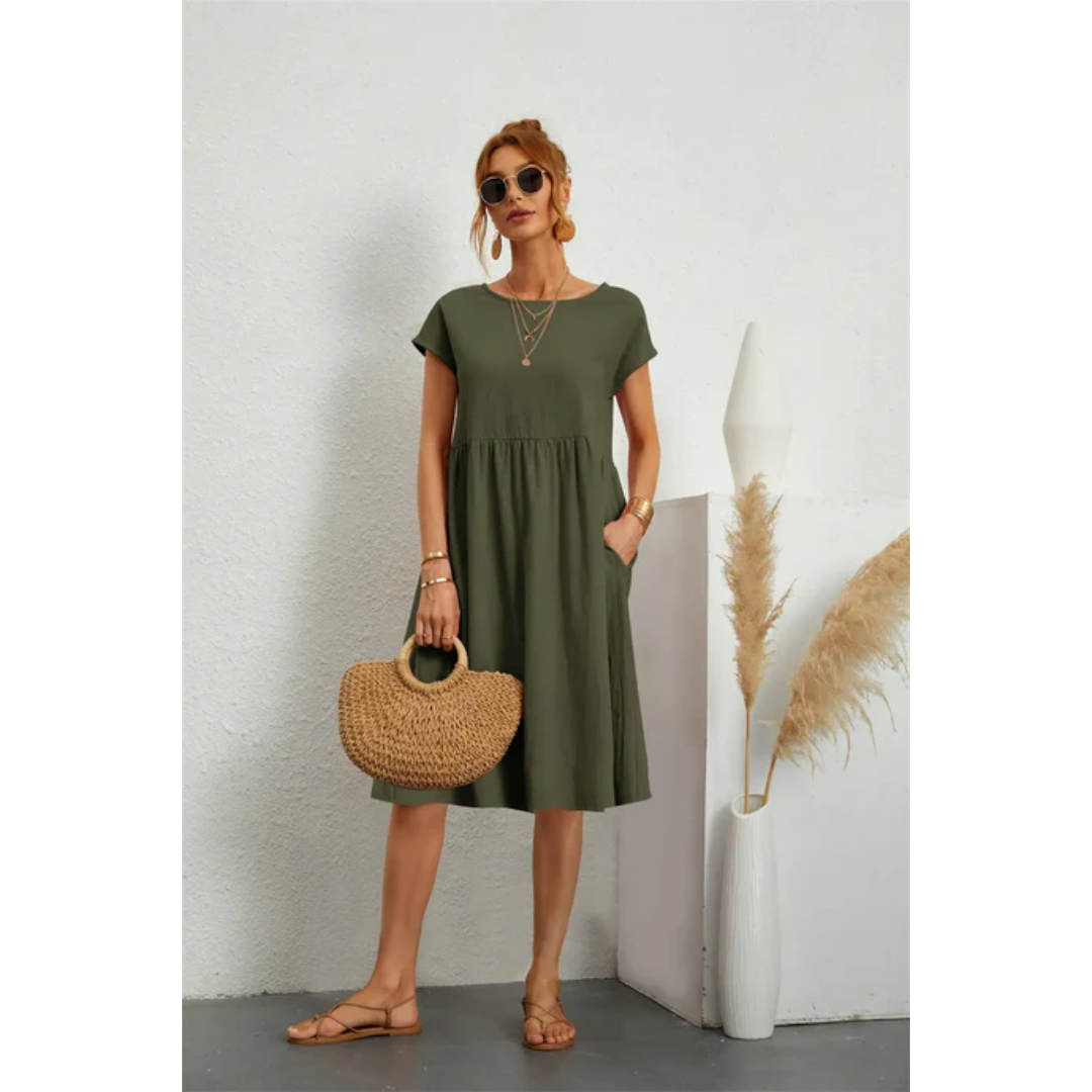 Elegant Summer Dress | Short Sleeve | Midi Length