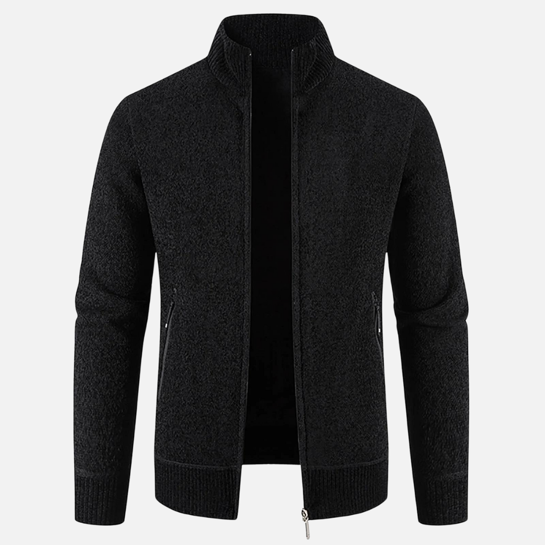 Men’s Zip-Up Knit Jacket | Ribbed Cuffs | Warm Autumn Layer | Smart Casual Knitwear